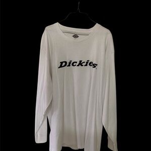 Dickies White Long Sleeve Tee with Black Logo